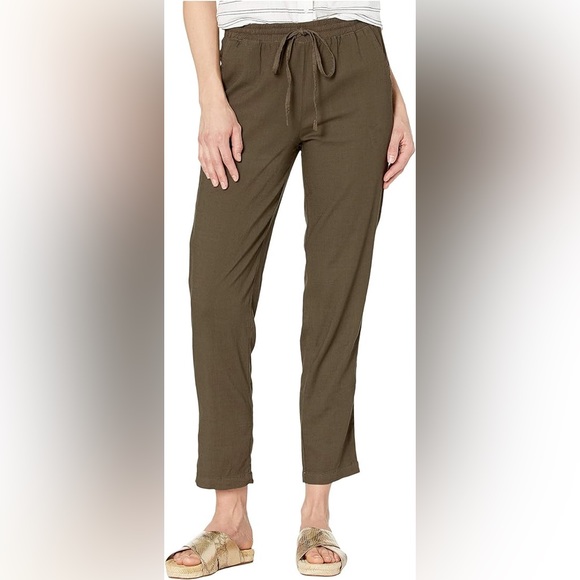 Kut from the Kloth Pants - Kut from the Kloth (Medium) Gaerwen Drawstring Linen Blend Pants in Olive